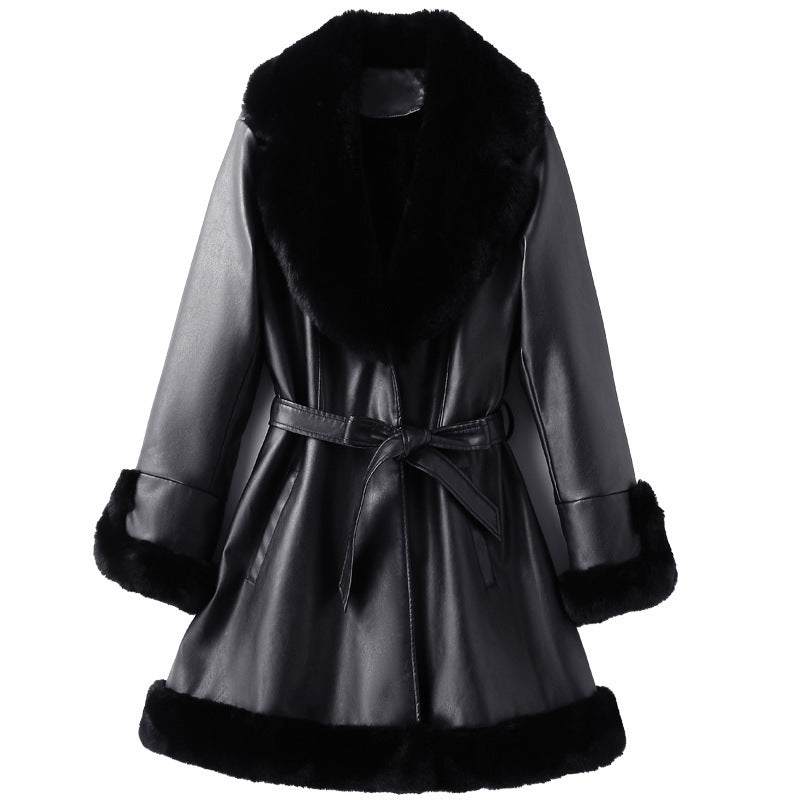 Women's Fashion Velvet Padded Sheepskin Coat