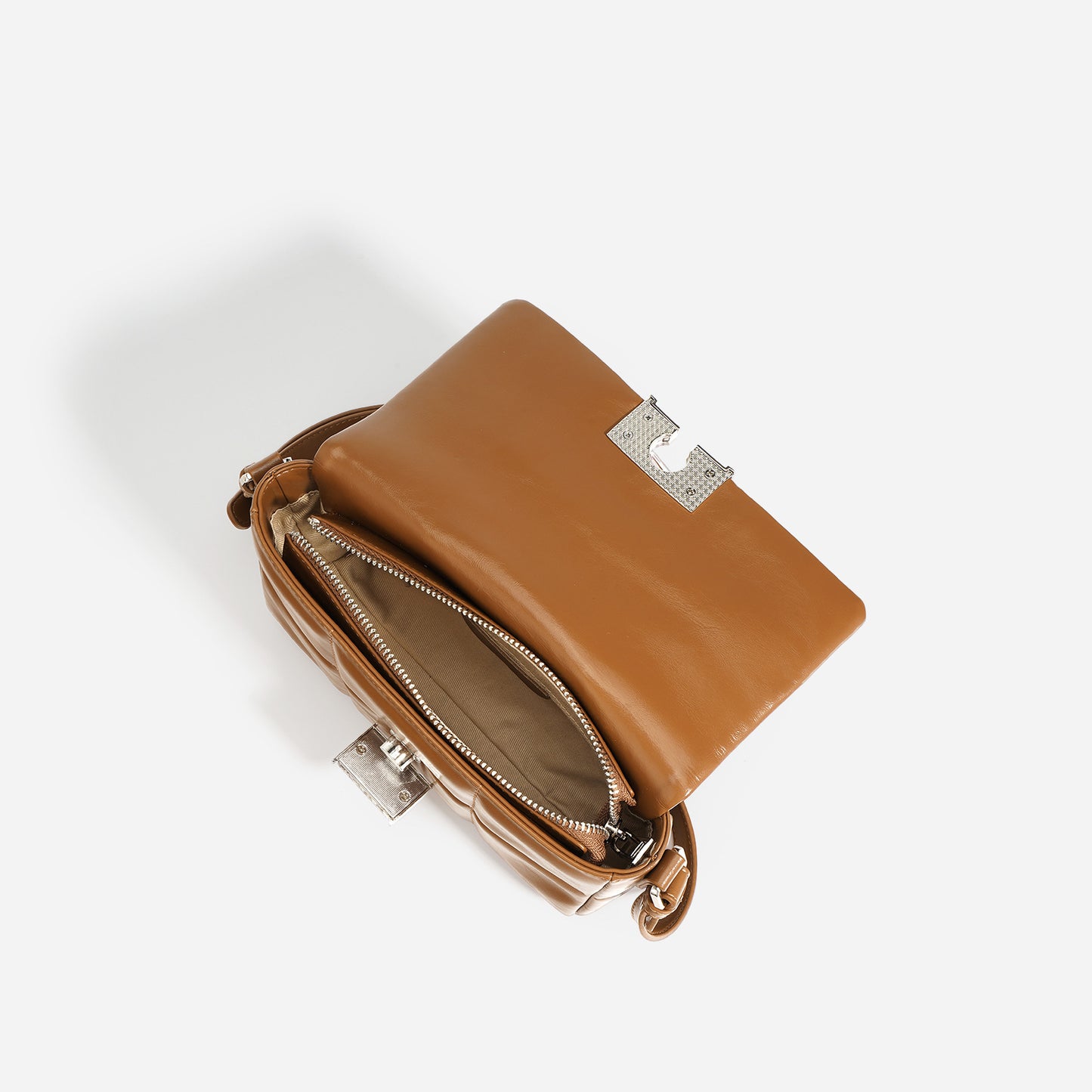 Petit sac carré en cuir souple pour femme