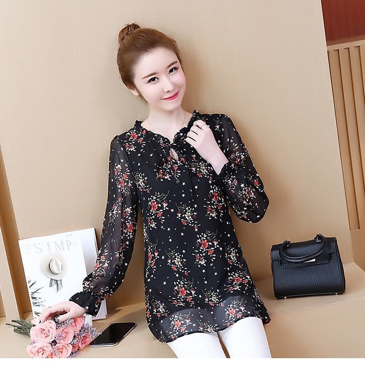 Chiffon Shirt Top Mid-length Bottoming Shirt