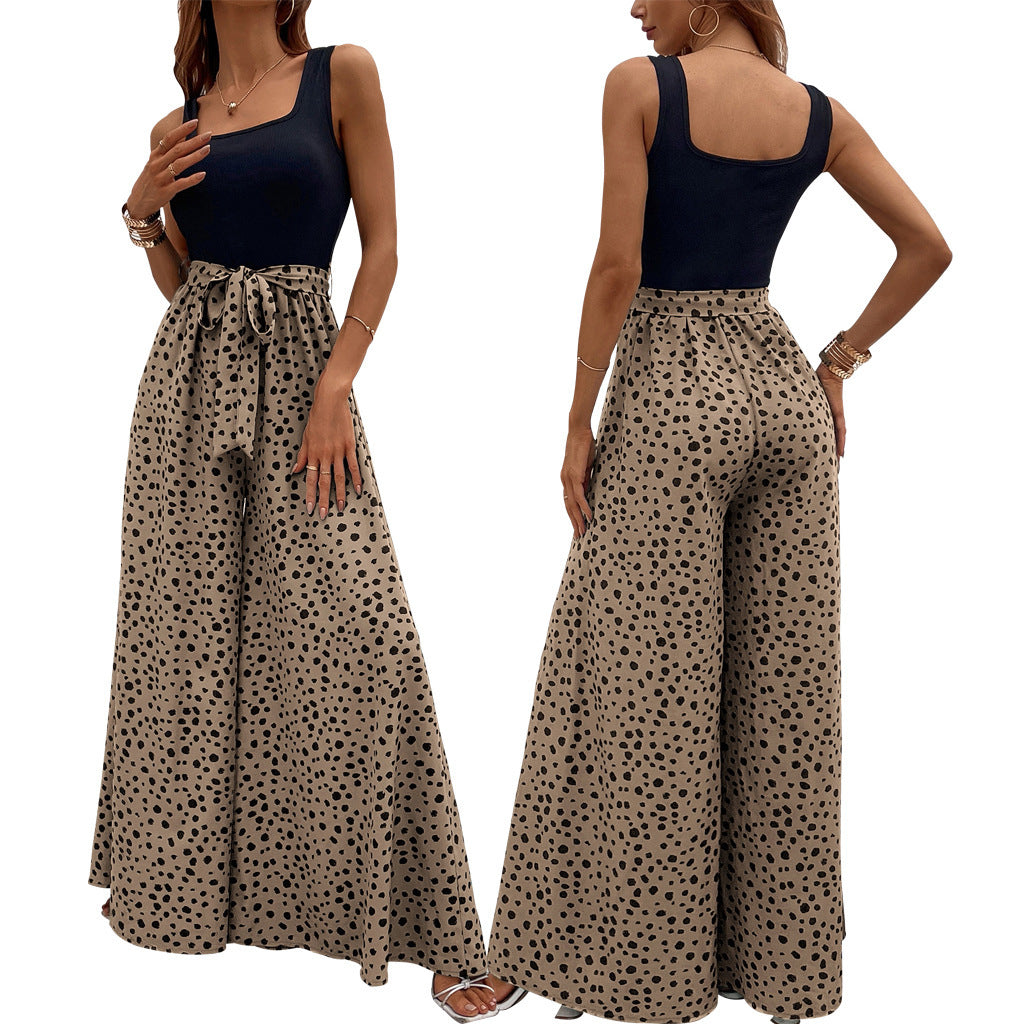 Women's Color Polka-dot Cinched Slimming Trousers