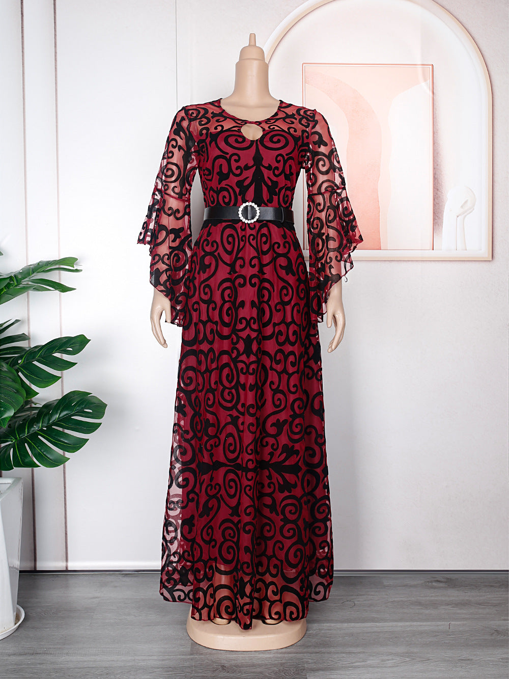 Robe plissée en mousseline de soie grande taille pour femmes africaines