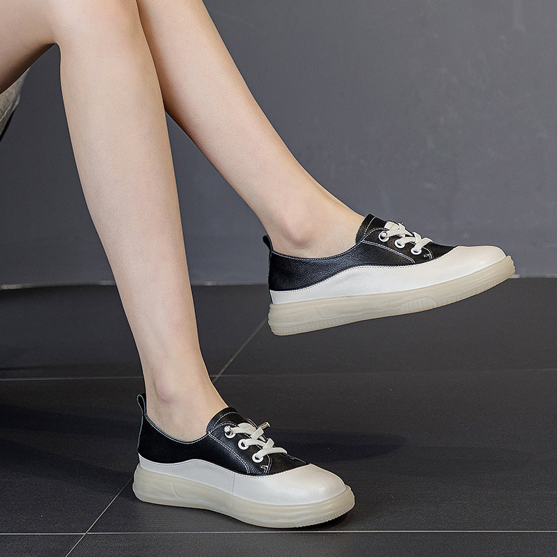 First Layer Cowhide Board Shoes Retro Female Soft Bottom Women's Shoes