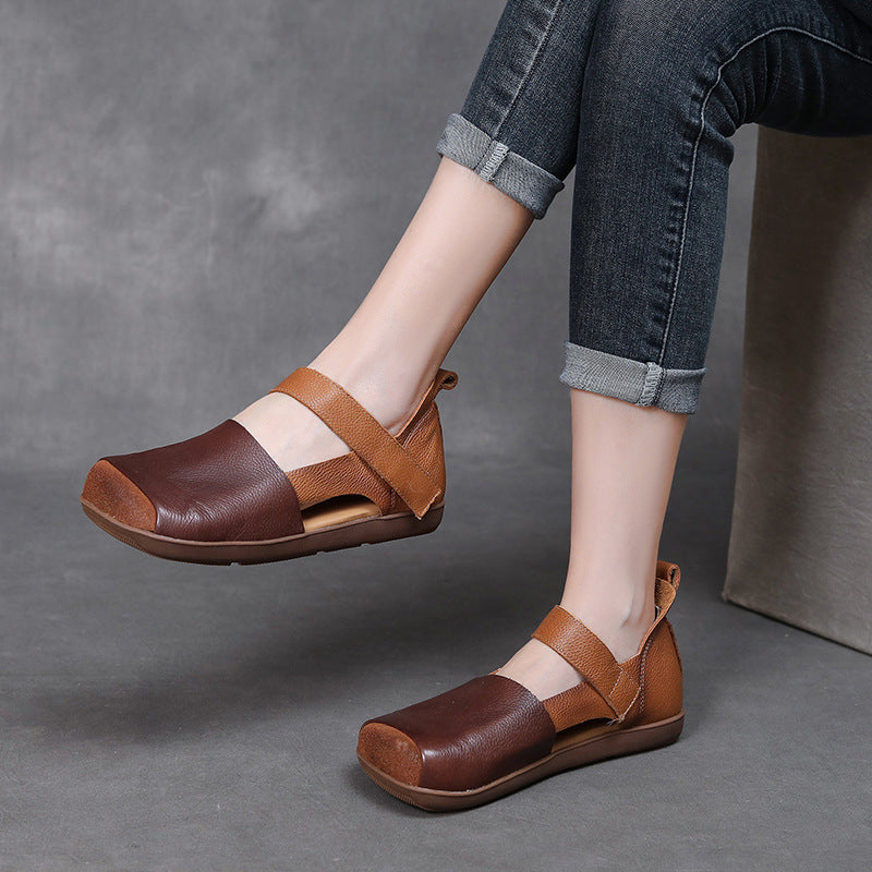 Flat Non-slip Hollowed Toe Box Color Matching Sandals