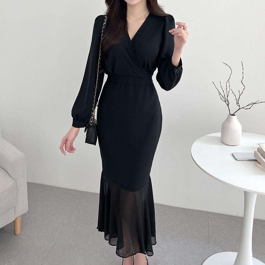 Fashion Personality Puff Sleeve Fishtail Dress Women