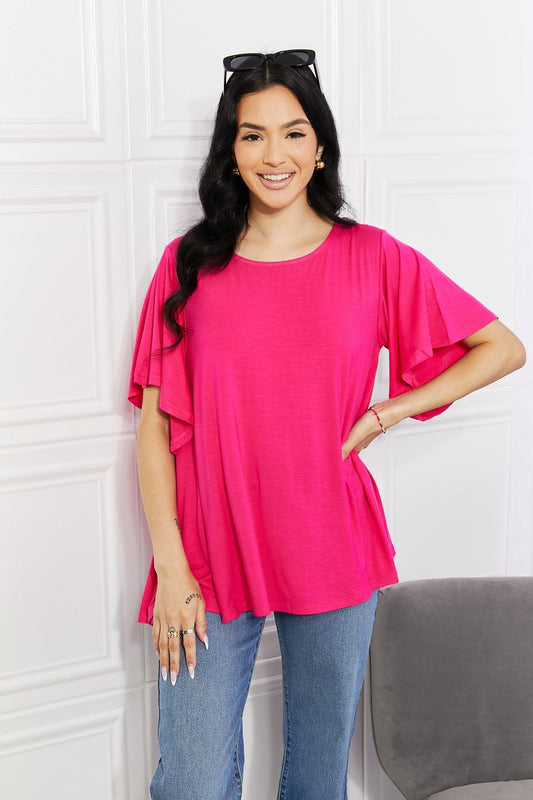 Yelete Full Size More Than Words Flutter Sleeve Top