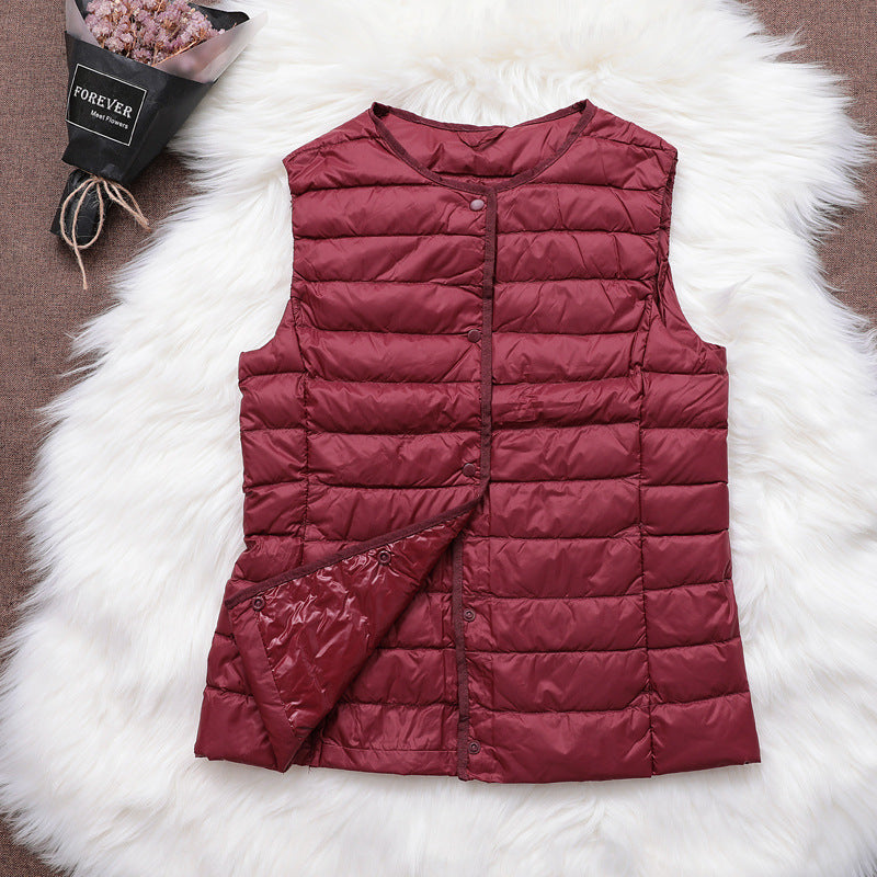 Doudoune femme doublure gilet col rond vêtements intérieurs