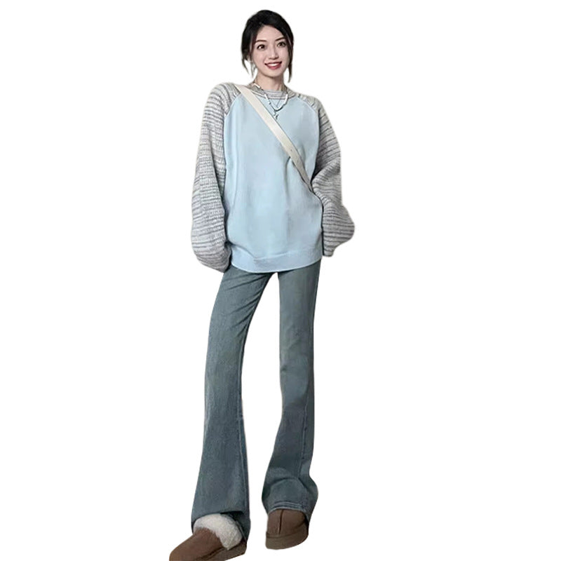 Women's High-grade Stitching Sweater Autumn And Winter