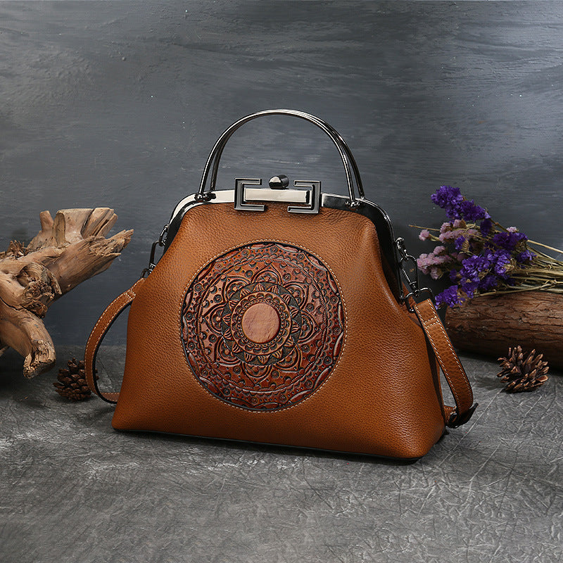 Women's Handbag Vintage Totem Embossed Lock