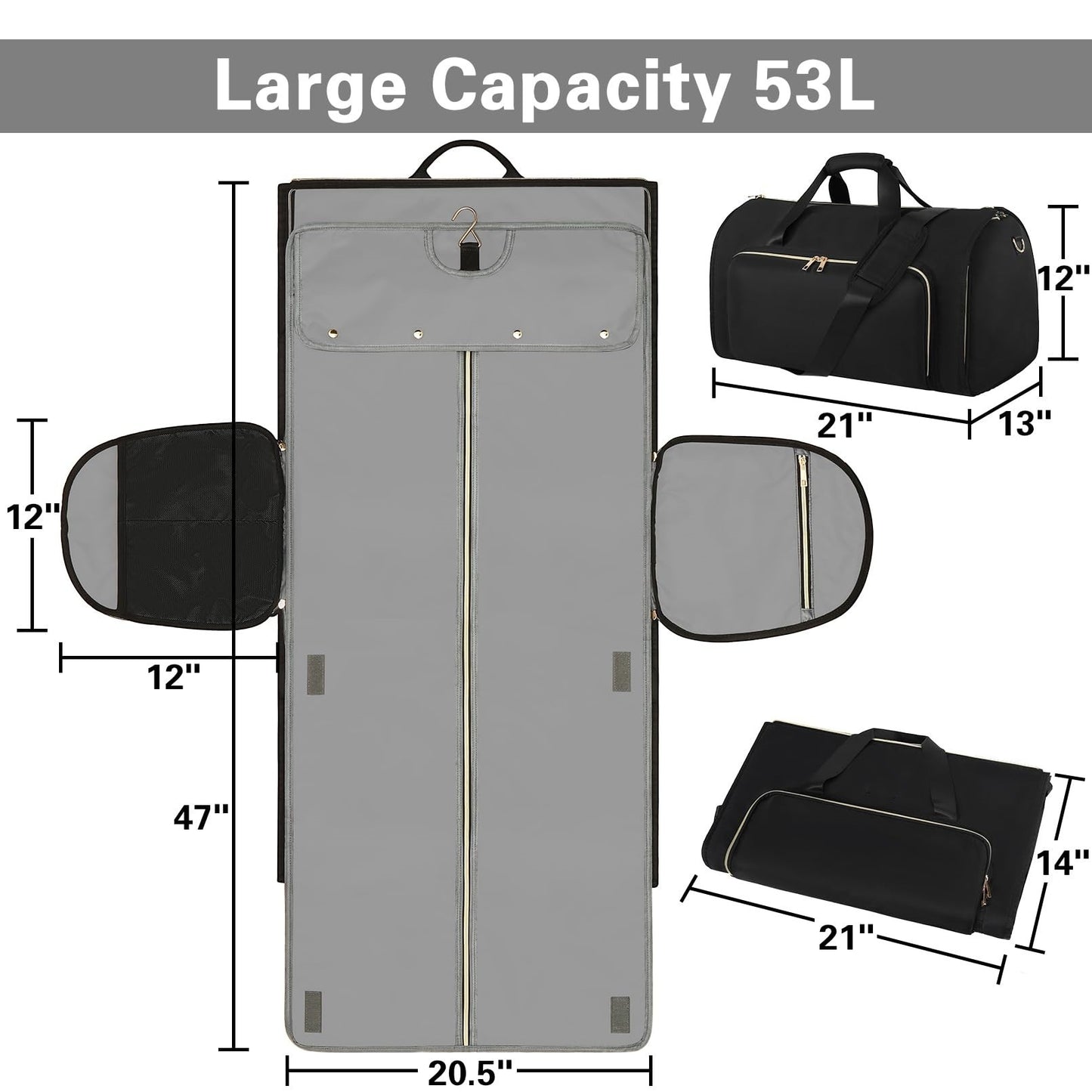 Wear-resistant Folding Storage Garment Suit Bag Crossbody