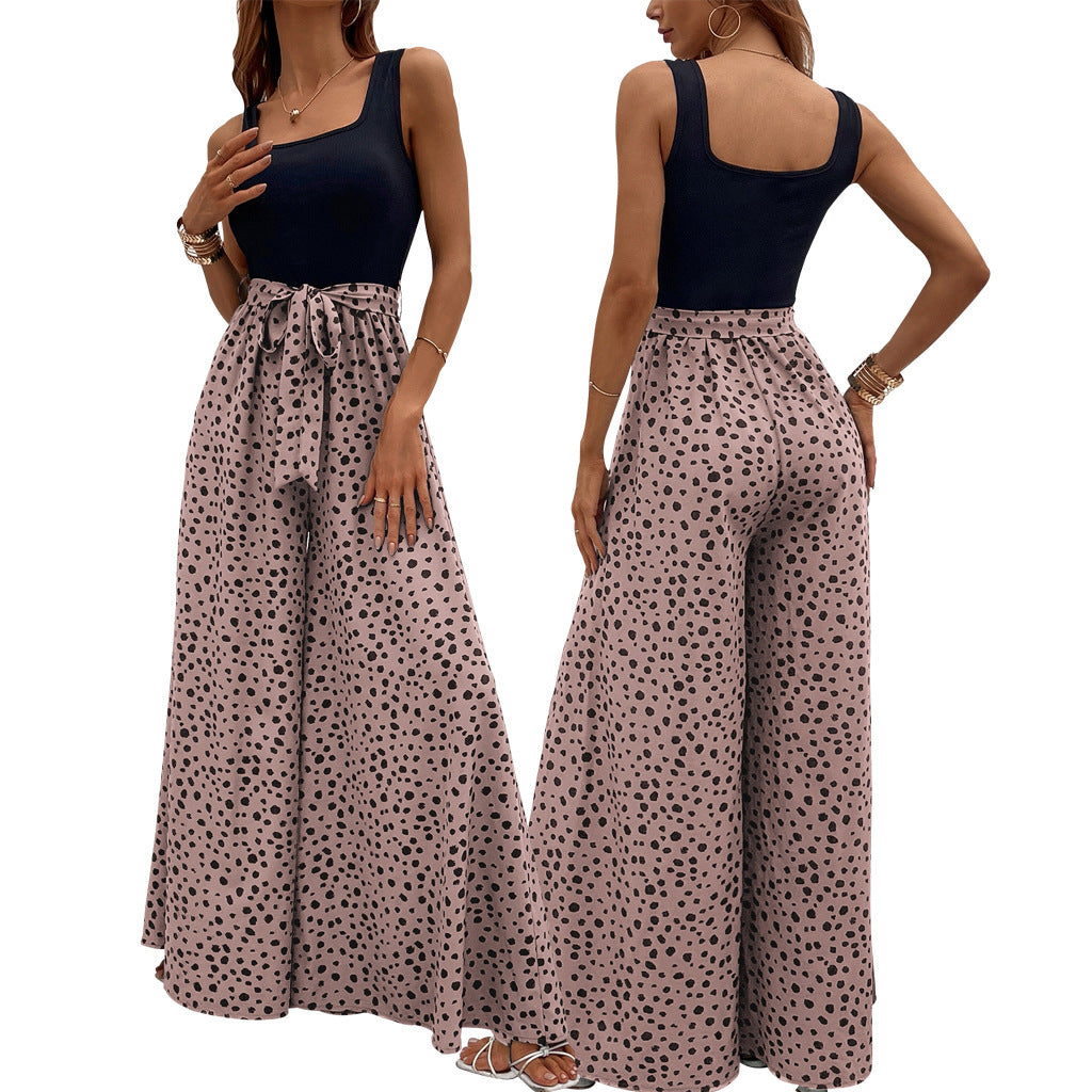 Women's Color Polka-dot Cinched Slimming Trousers