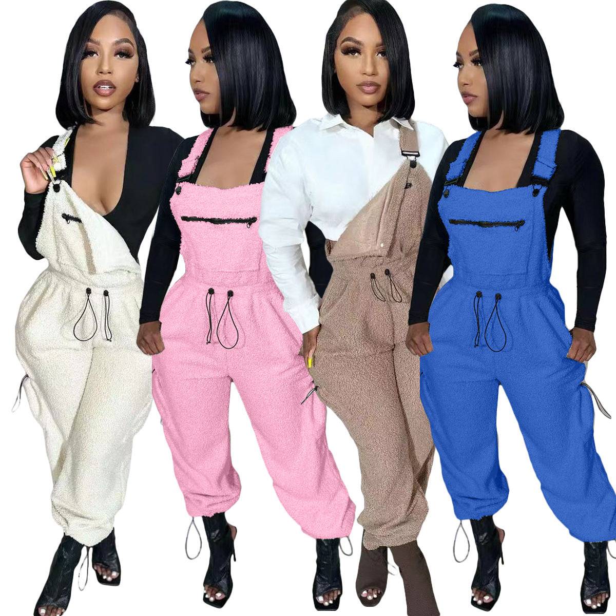 Casual Women's Loose Fashion Drawstring Jumpsuit Bib