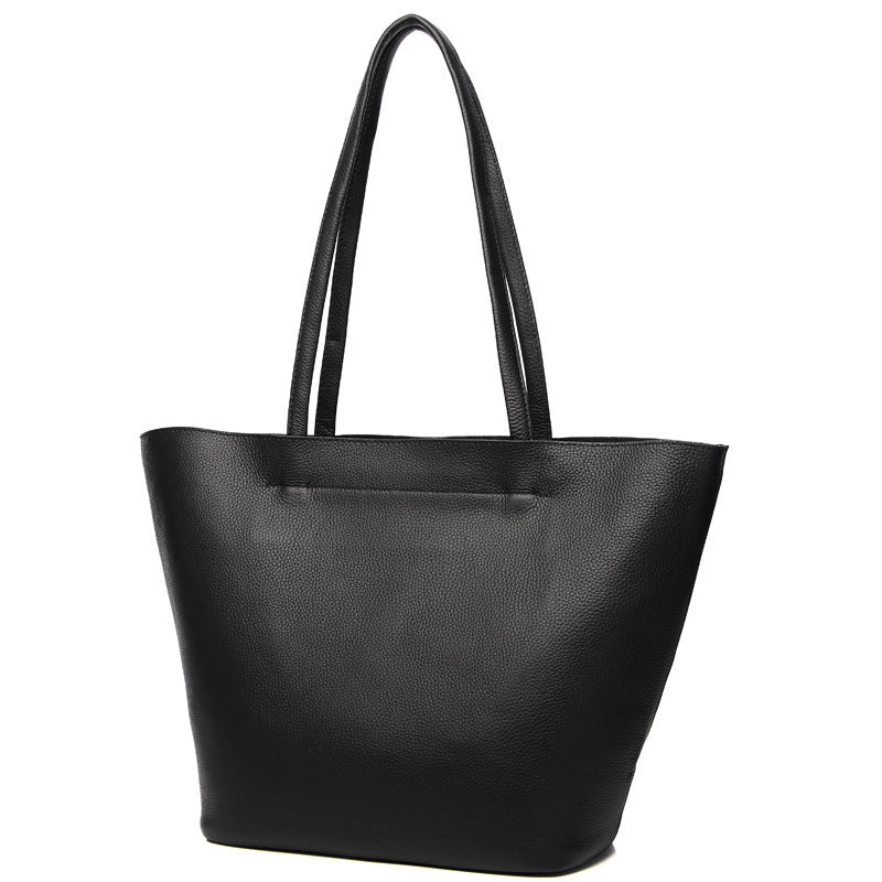 Take A Simple Large-capacity First Layer Cowhide One-shoulder Tote Bag