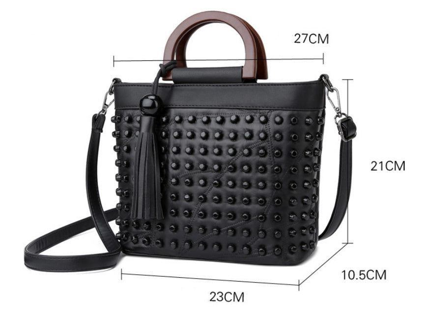 Sac à rivets en peau de mouton personnalisé pour femme