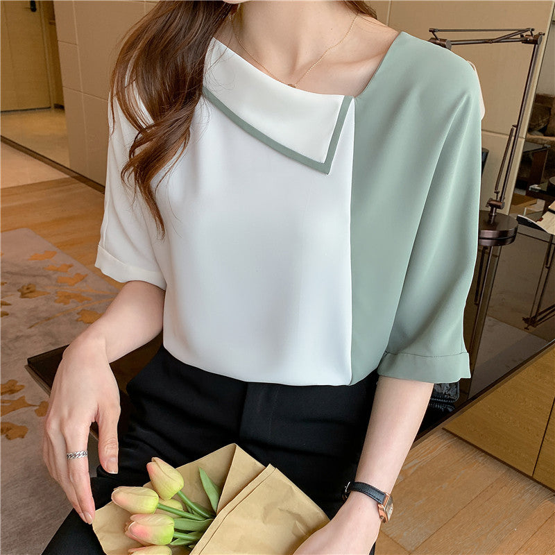 Women's Summer Thin Scheming Slanted Shoulder Shirt