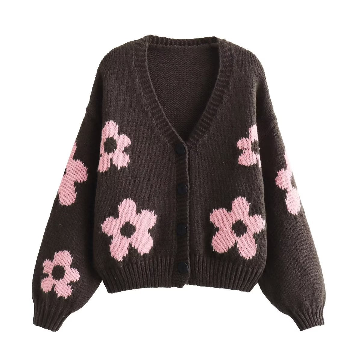 Three-dimensional Mosaic Idle Style Knitted Coat