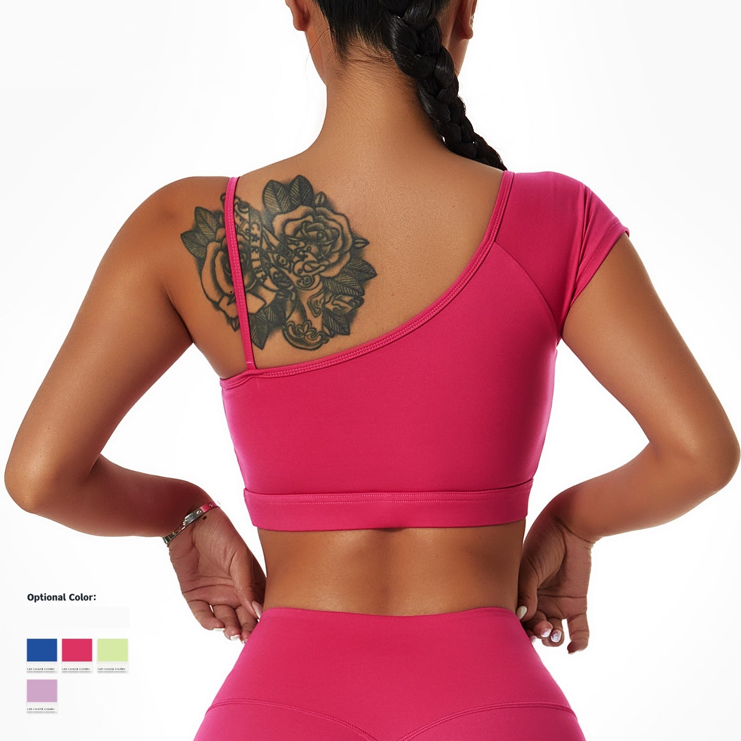 Traje de yoga para mujer, ropa para correr y ciclismo, sujetador deportivo con hombros descubiertos, medias de entrenamiento de gimnasia