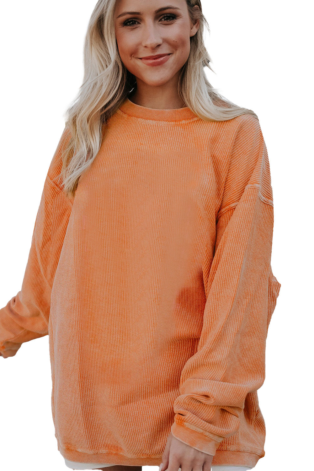 Sweat-shirt surdimensionné orange côtelé en cordon