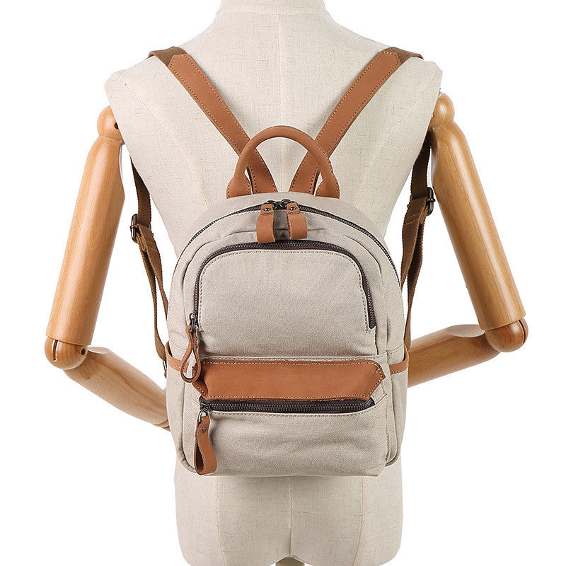 Women's Solid Color Waterproof Casual Canvas Backpack