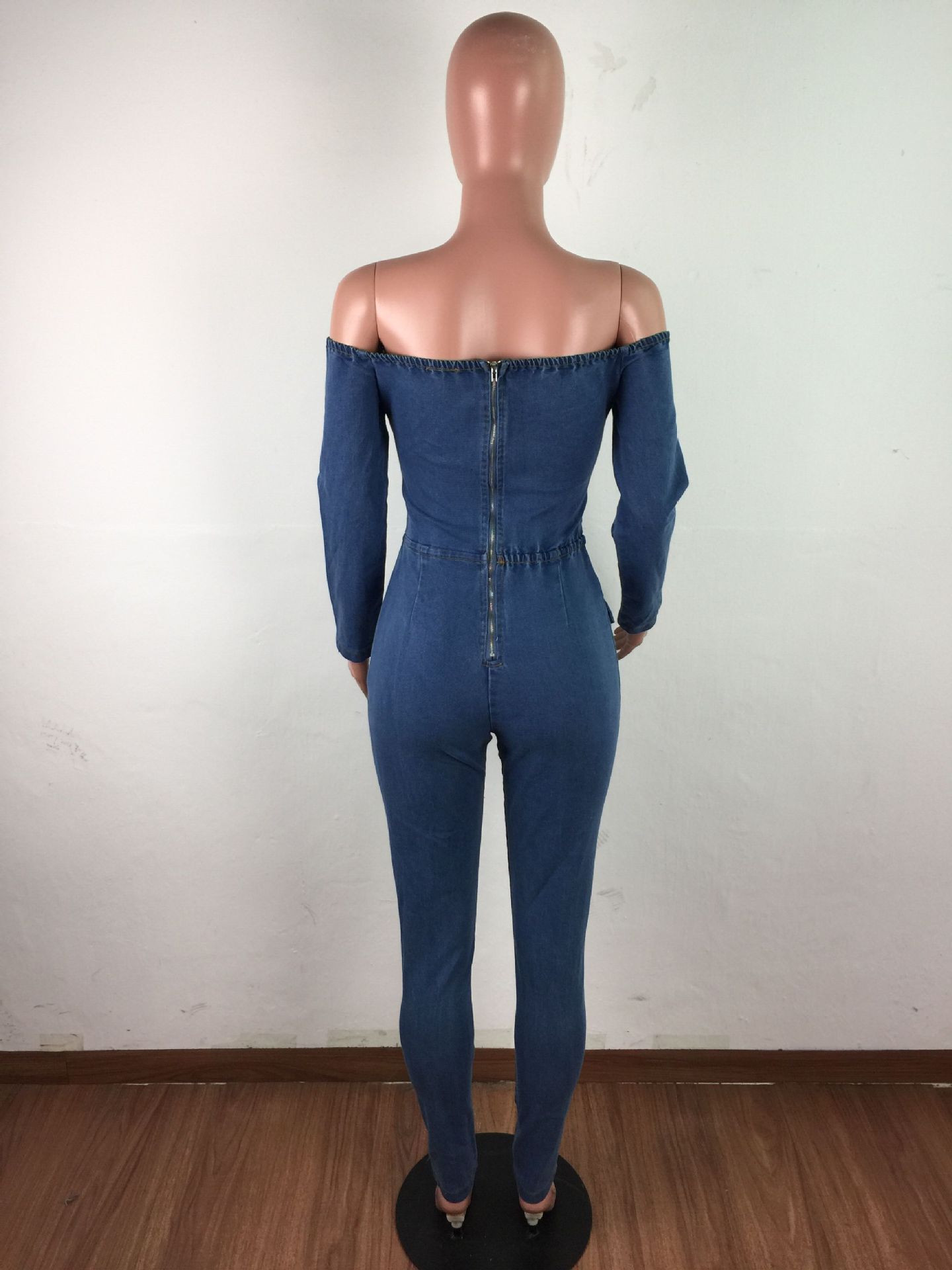 Women's One-piece Shoulder Strap Denim Jumpsuit