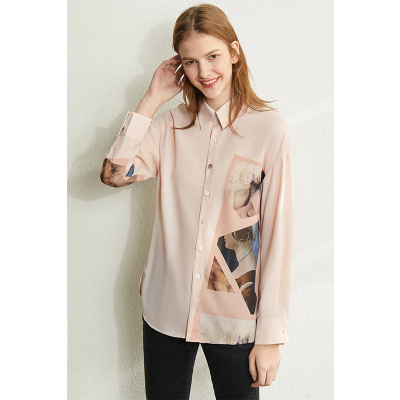 Chemise fine en mousseline de soie avec imprimé Design Sense pour femmes