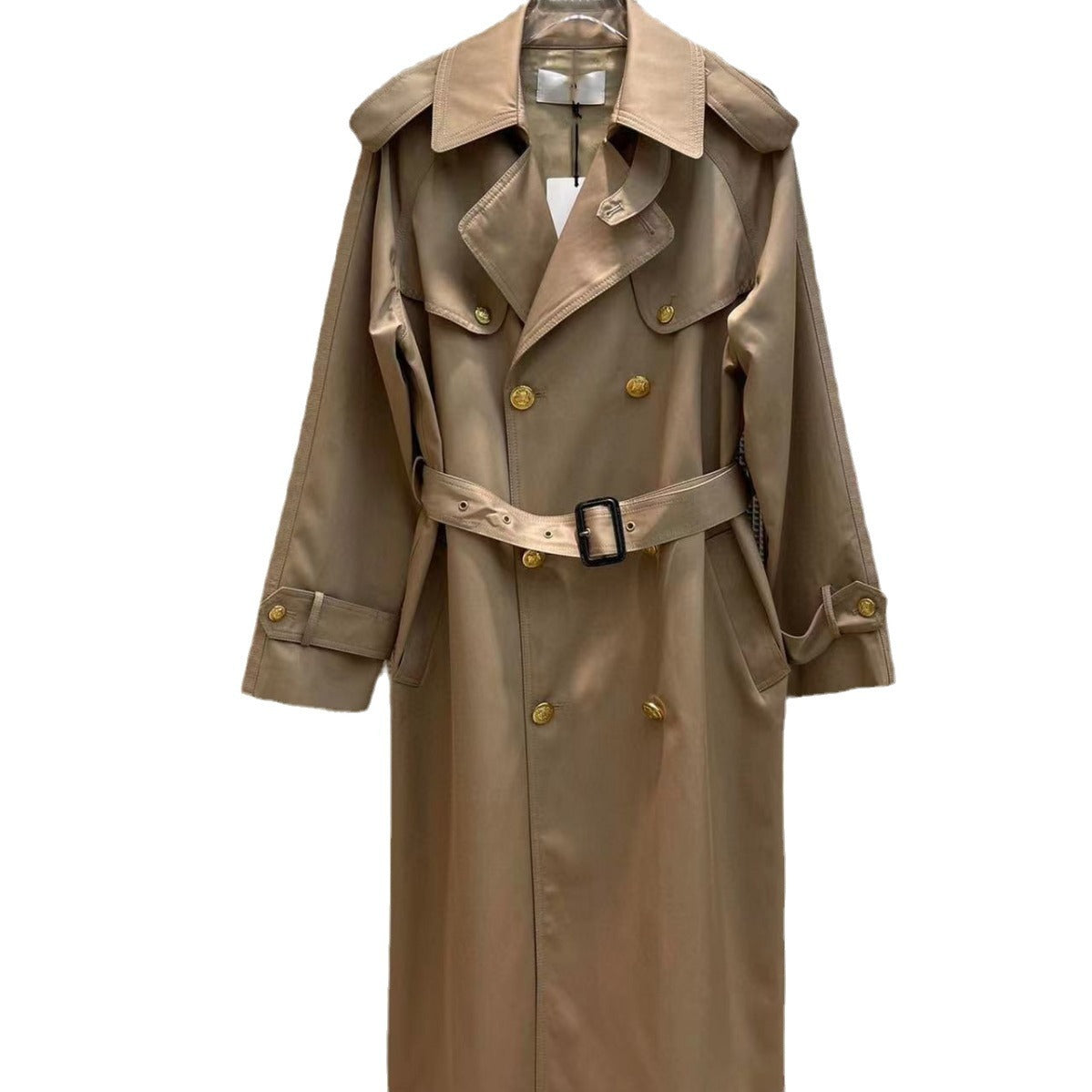 Waist-tight Design Jacquard Lining Trench Coat