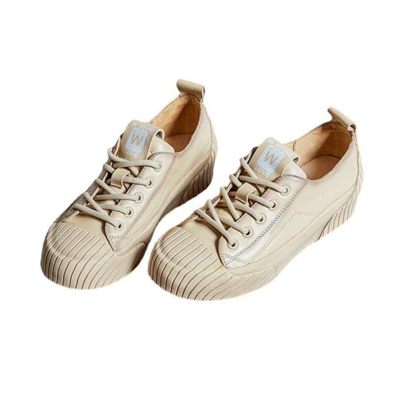 Women's Soft Bottom Skateboard Shoes All-Match Platform Lace-up