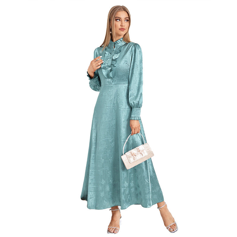 Robe longue décontractée à col roulé, mode automne