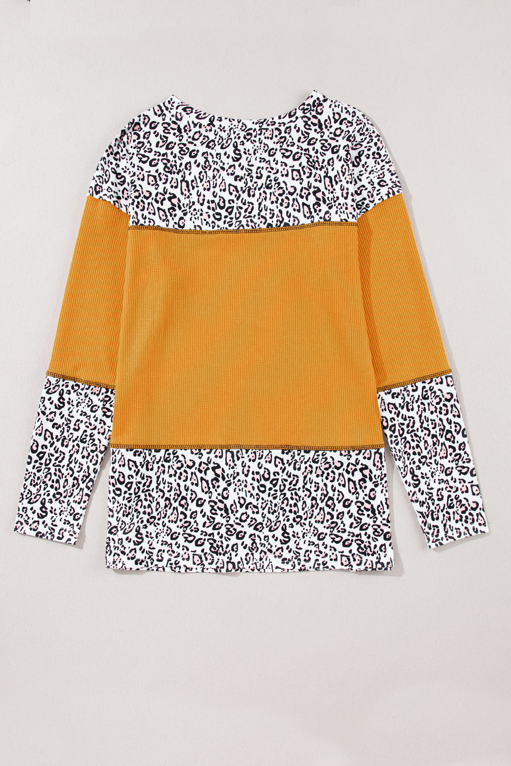 Top de patchwork de punto gofre con estampado de leopardo naranja Vitality